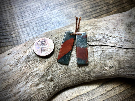 African Bloodstone Gemstone Pair