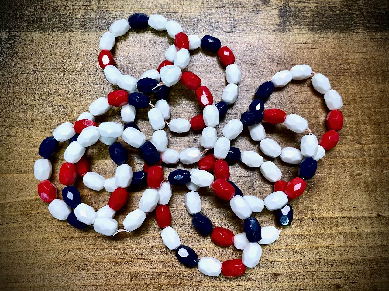 Vintage Plastic Red, White, & Blue Beads