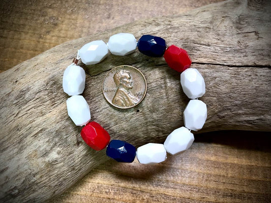 Vintage Plastic Red, White, & Blue Beads