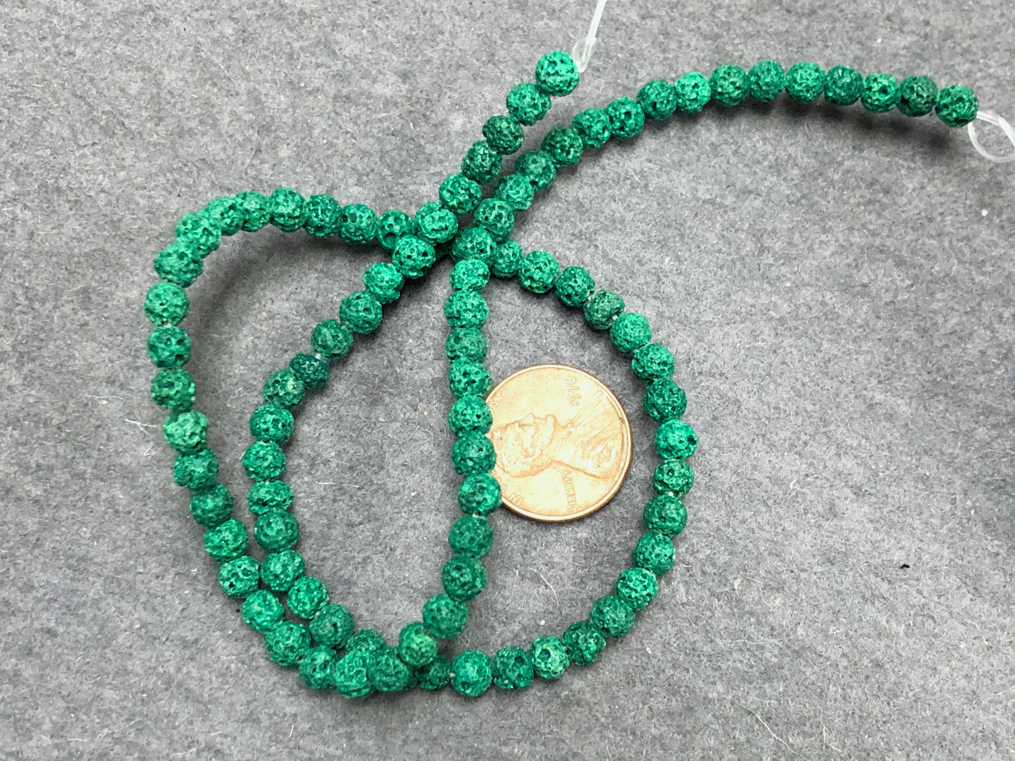 Green (dyed) Lava 4-4.5mm Round Beads
