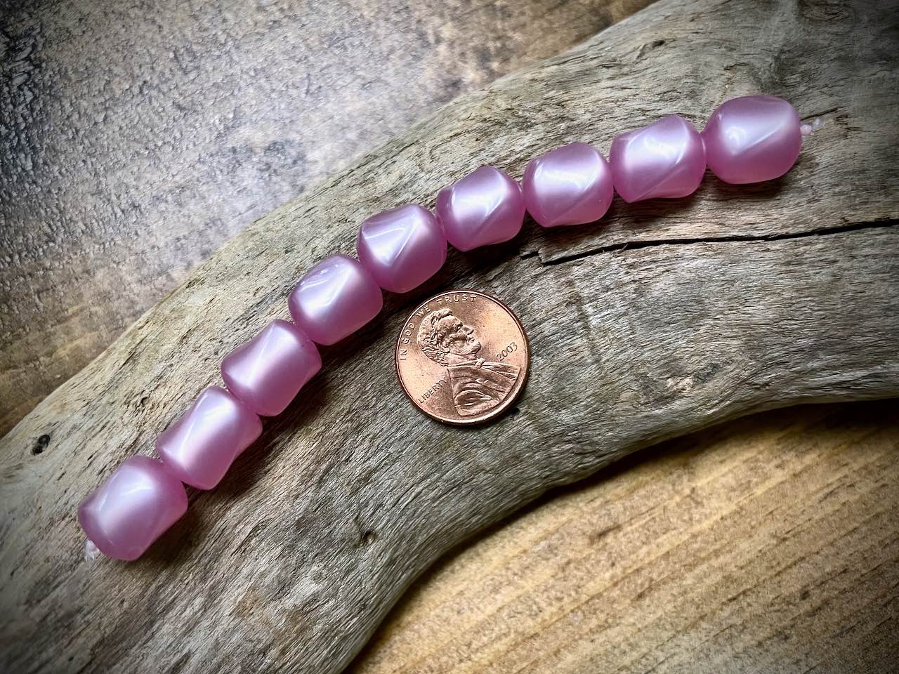Vintage Moon-Glow Lucite Bead Strand