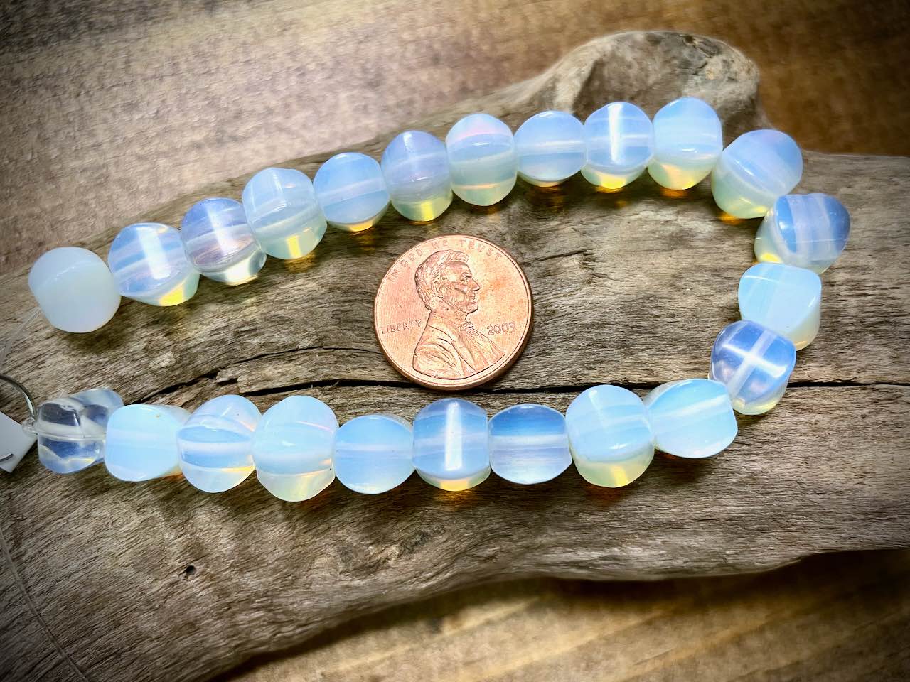 Opalite Cushion Bead Strand - 8mm - 8"