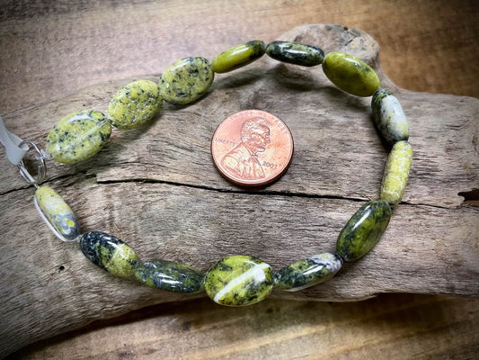 Serpentine ("Yellow Turquoise") Oval Bead Strand - 14mm x 10mm - 8"