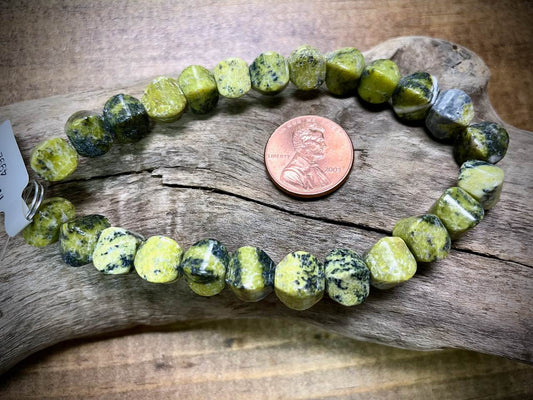 Serpentine ("Yellow Turquoise") Cushion Bead Strand - 8mm - 8"