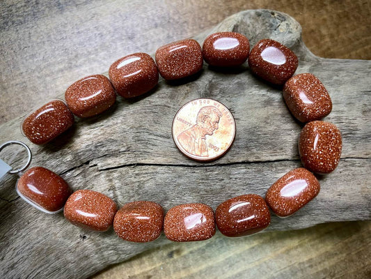 Goldstone Nugget Bead Strand - 14mm x 10mm - 8"