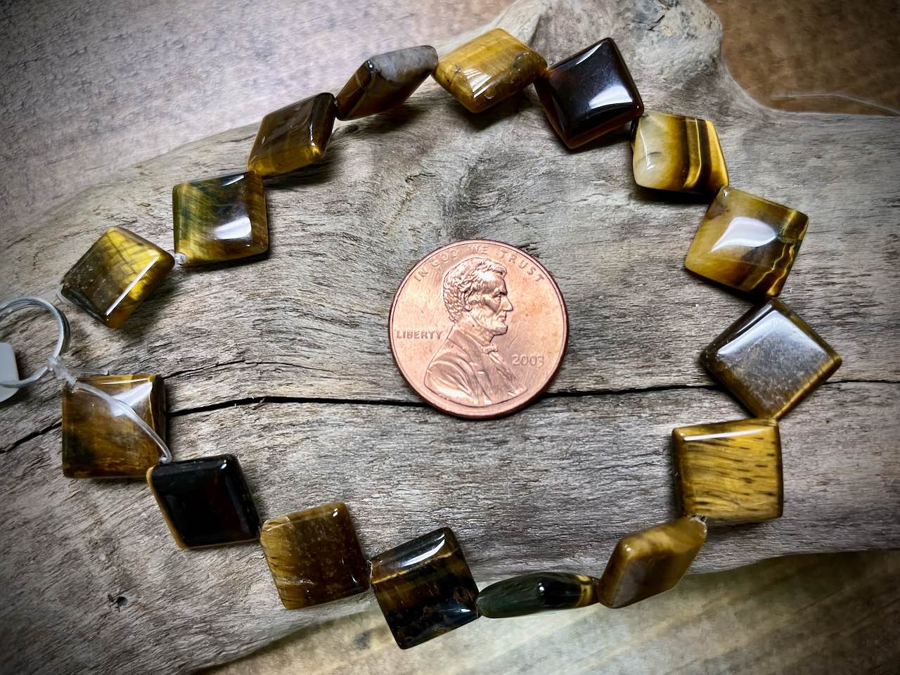 Tiger Eye Diamond Bead Strand - 10mm - 8"