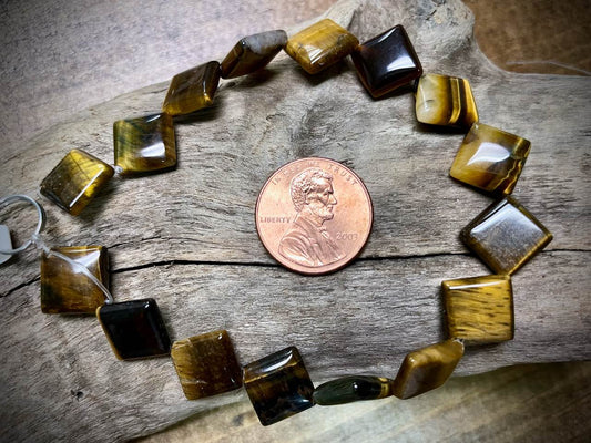Tiger Eye Diamond Bead Strand - 10mm - 8"