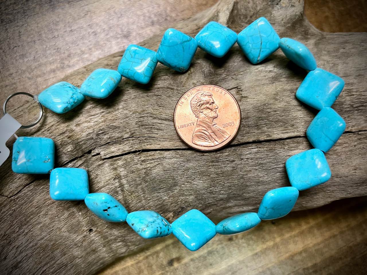 Turquoise Howlite Diamond Bead Strand - 10mm - 8"