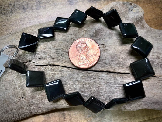 Black Obsidian Diamond Bead Strand - 10mm - 8"