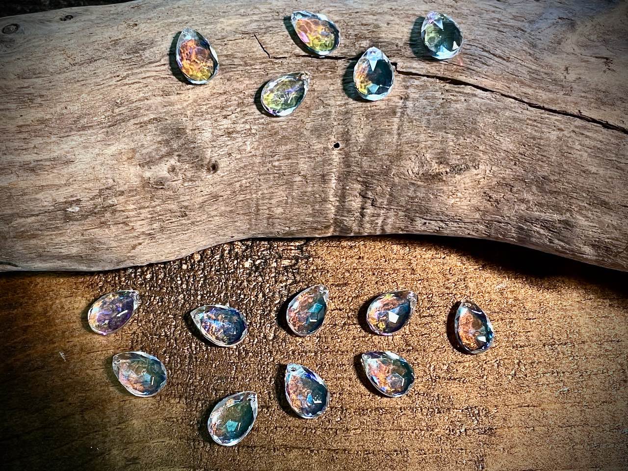 Western German Glass—Crystal AB Pear Glass Bead—13mm x 8mm