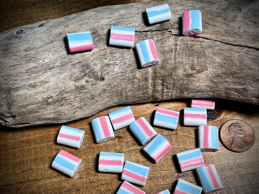 Vintage Japanese Glass—White, Blue, & Pink Glass Bead—14mm x 11mm