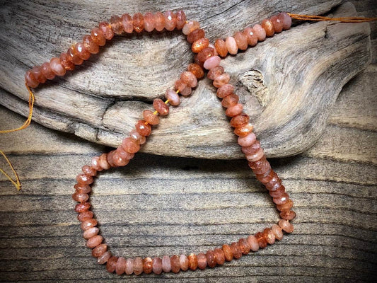 AAA Grade Sunstone Faceted Rondelle Bead Strand - 7mm x 4mm - 15.5"