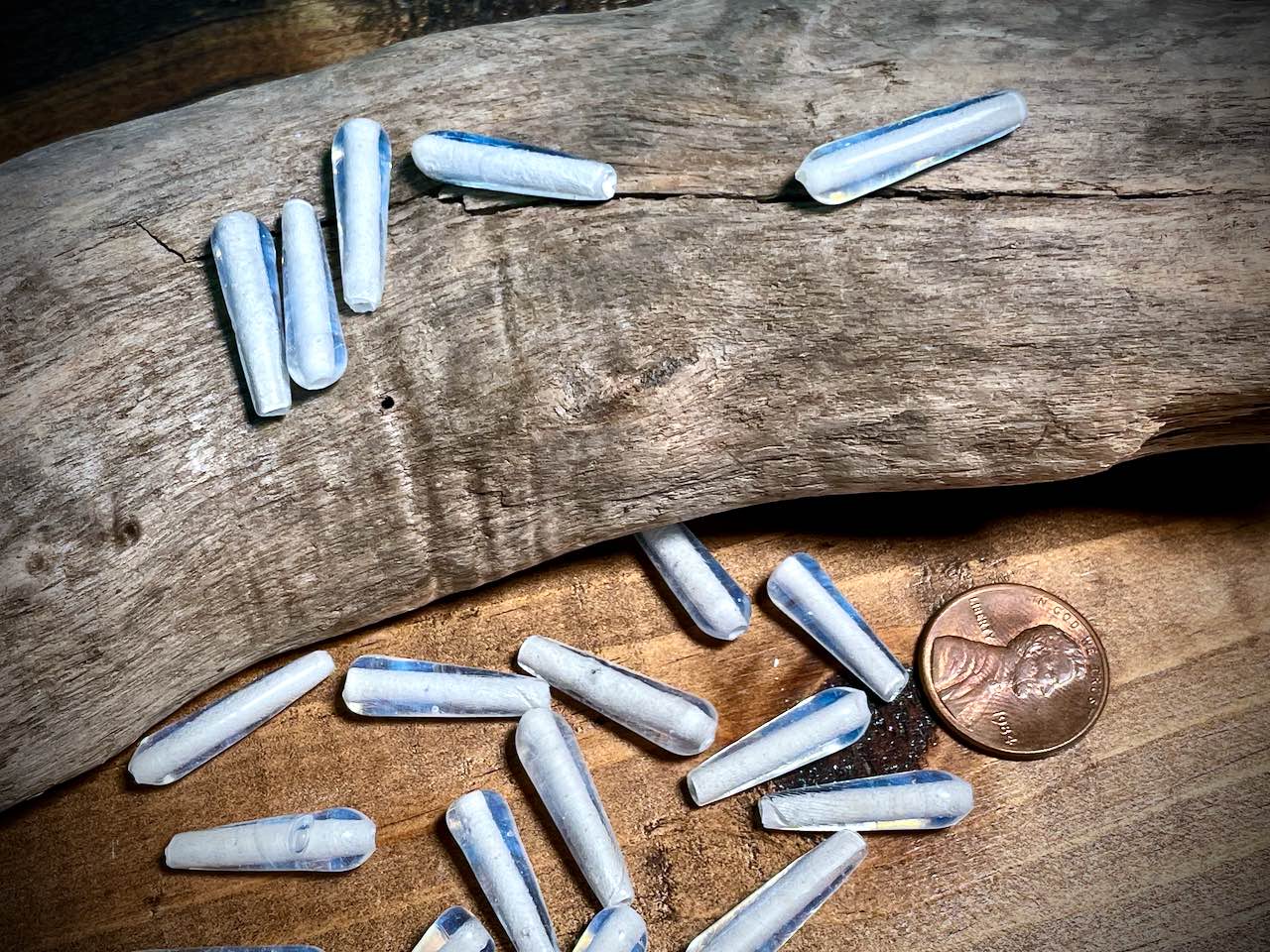 Vintage Japanese Glass—White Opal Pear Glass Bead—20mm x 6mm