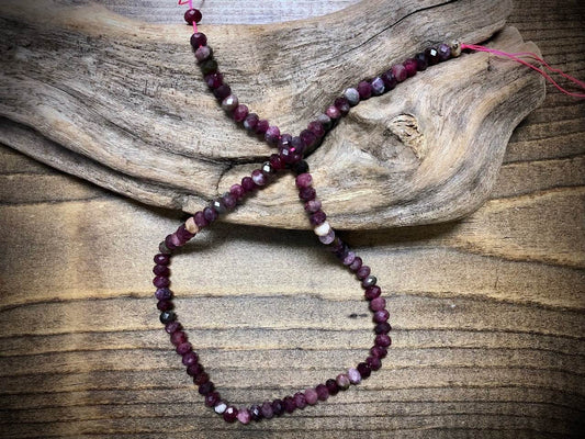 Tourmaline Faceted Rondelle Bead Strand - 6mm x 4mm - 15"