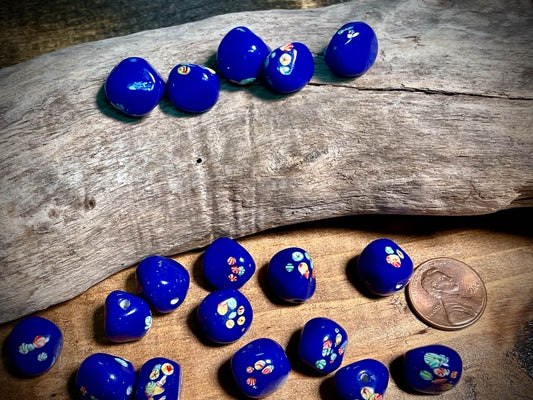Vintage Japanese Glass—Navy Baroque Glass Bead—12mm