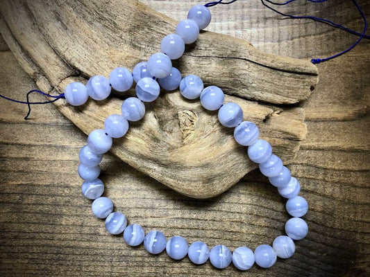 Blue Chalcedony Smooth Rounds Bead Strand - 10mm - 15.5"