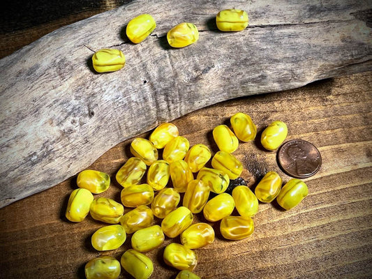 Vintage Austrian Glass—Yellow Irregular Oval Glass Bead—14mm x 10mm