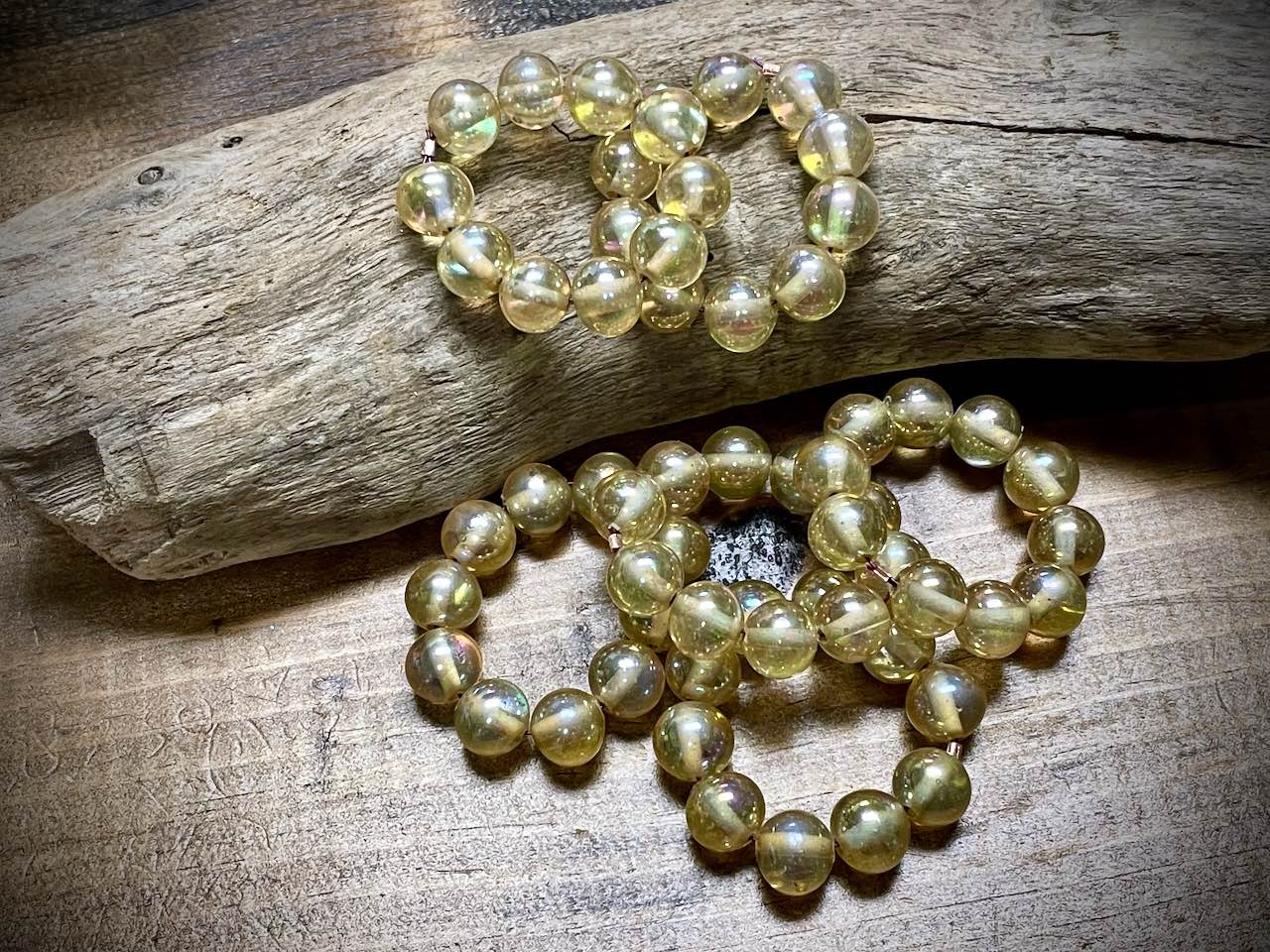 Vintage Japanese Glass 10mm Round Bead Strand