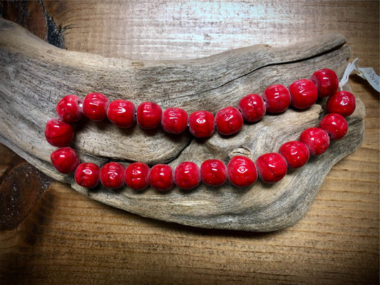 Vintage Miriam Haskell Baroque Glass Beads - Red - 12mm