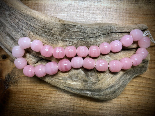 Vintage Miriam Haskell Baroque Glass Beads - Pink - 12mm