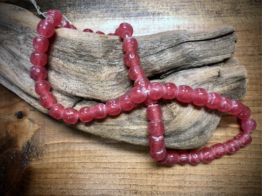 Vintage Miriam Haskell Baroque Glass Beads - Strawberry - 10mm