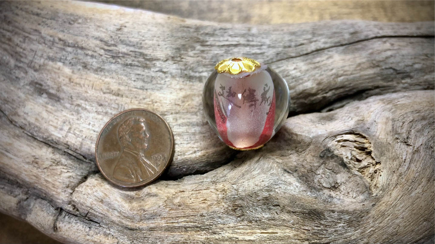 Vintage Chinese Hand-Painted Glass Bead