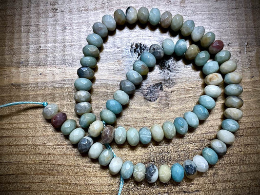 Black Gold Amazonite Faceted Plated Rondelles Bead Strand - 5mm x 8mm - 15.5"