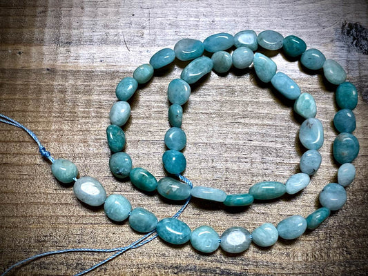 Peruvian Amazonite Pebbles Bead Strand - 8mm x 10mm - 15.5"