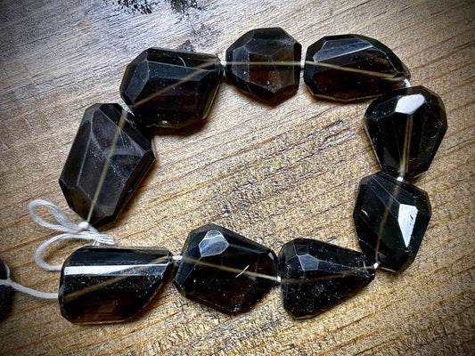 Smoky Quartz Faceted Nuggets Bead Strand - 7"