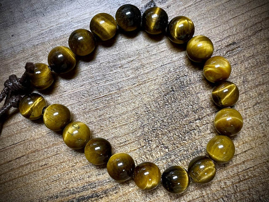 Tiger Eye Rounds Bead Strand - 10mm - 8" - Large Hole