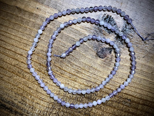 Lavender Amethyst Faceted Rounds Bead Strand - 3mm - 15"