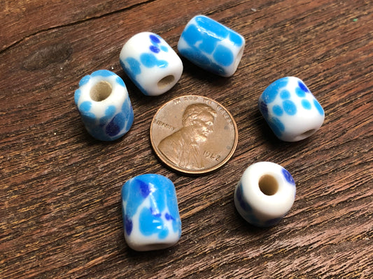 Vintage Japanese Glass 11mm Tube Beads