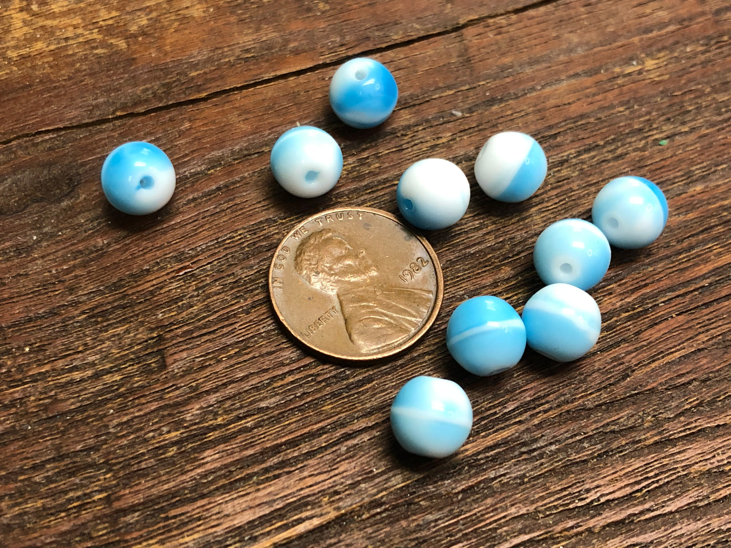 Vintage German Glass 8mm Round Beads