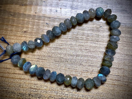 Labradorite Faceted Rondelles Bead Strand - 8mm - 8" - Grade A