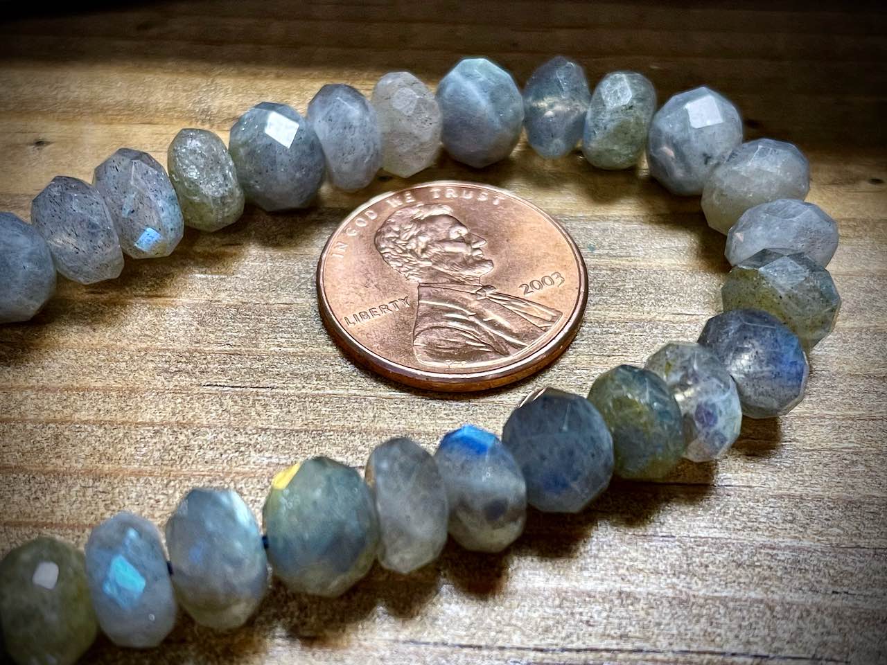 Labradorite Faceted Rondelles Bead Strand - 8mm - 8" - Grade A