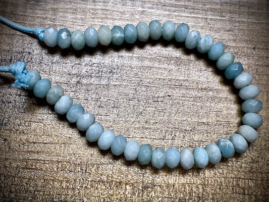 Amazonite Faceted Rondelles Bead Strand - 8mm - 8" - Large Hole