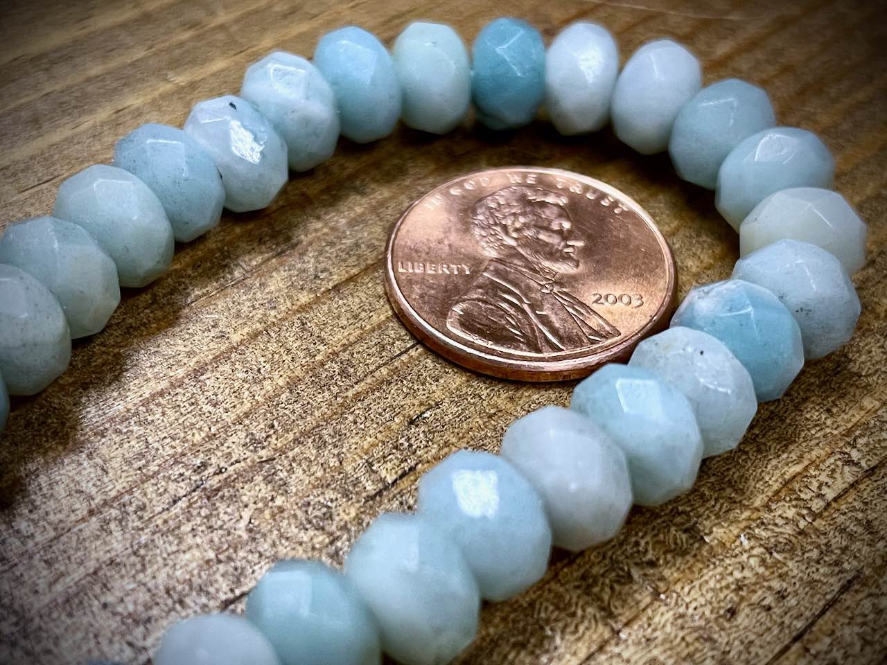 Amazonite Faceted Rondelles Bead Strand - 8mm - 8" - Large Hole