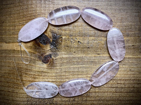 Rose Quartz (Dyed) Smooth Ovals Bead Strand - 15mm x 30mm - 8"
