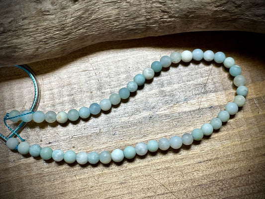 Amazonite Smooth Matte Rounds Bead Strand - 4mm - 8"