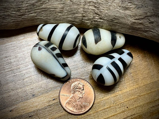 African Trade Bead Lot: 4 Mali Wedding Trade Beads—15mm x 24mm