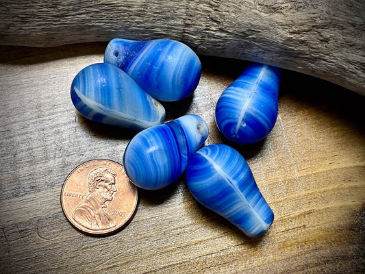 African Trade Bead Lot: 5 Mali Wedding Trade Beads—15mm x 24mm