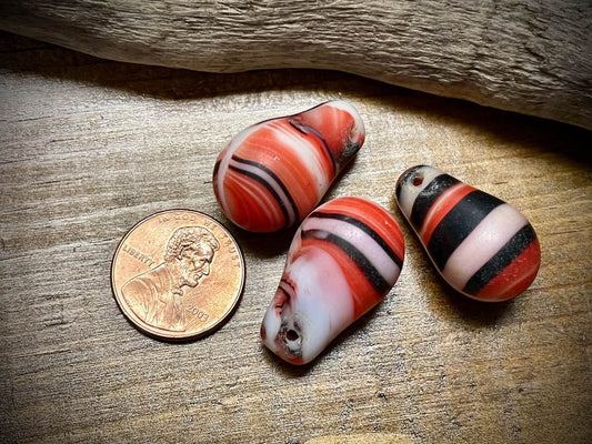 African Trade Bead Lot: 3 Mali Wedding Trade Beads—15mm x 24mm