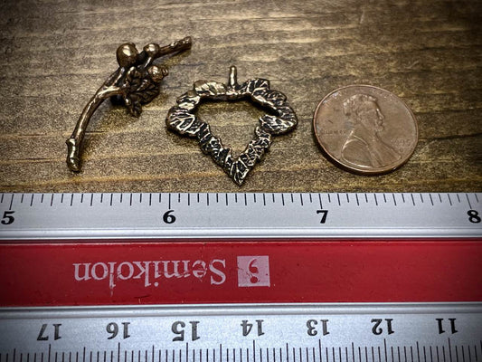 Bronze Currant Berry and Leaf Toggle Clasp