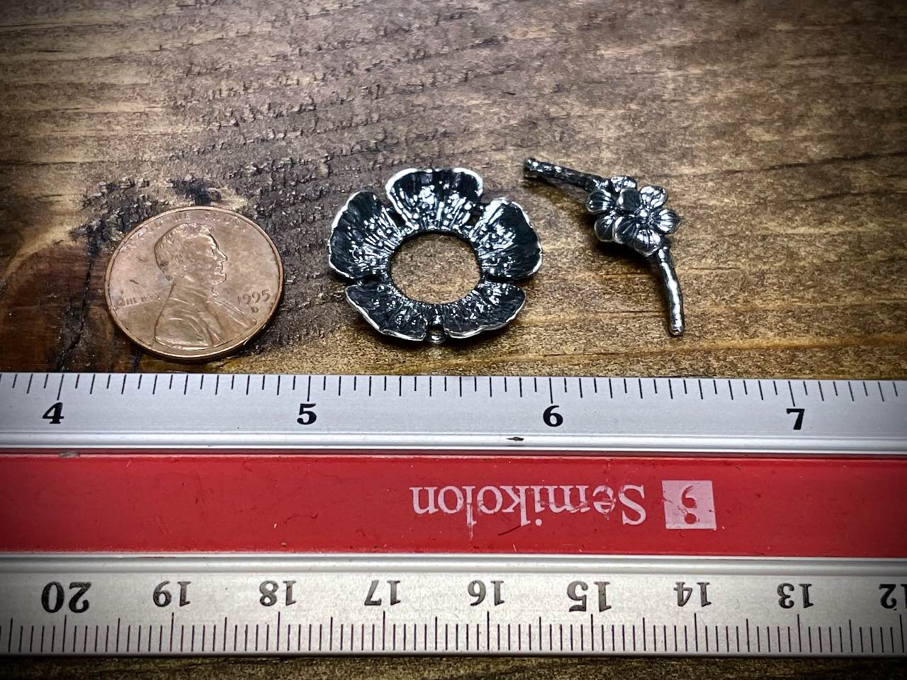 Silver Filled Poppy Flower Toggle Clasp