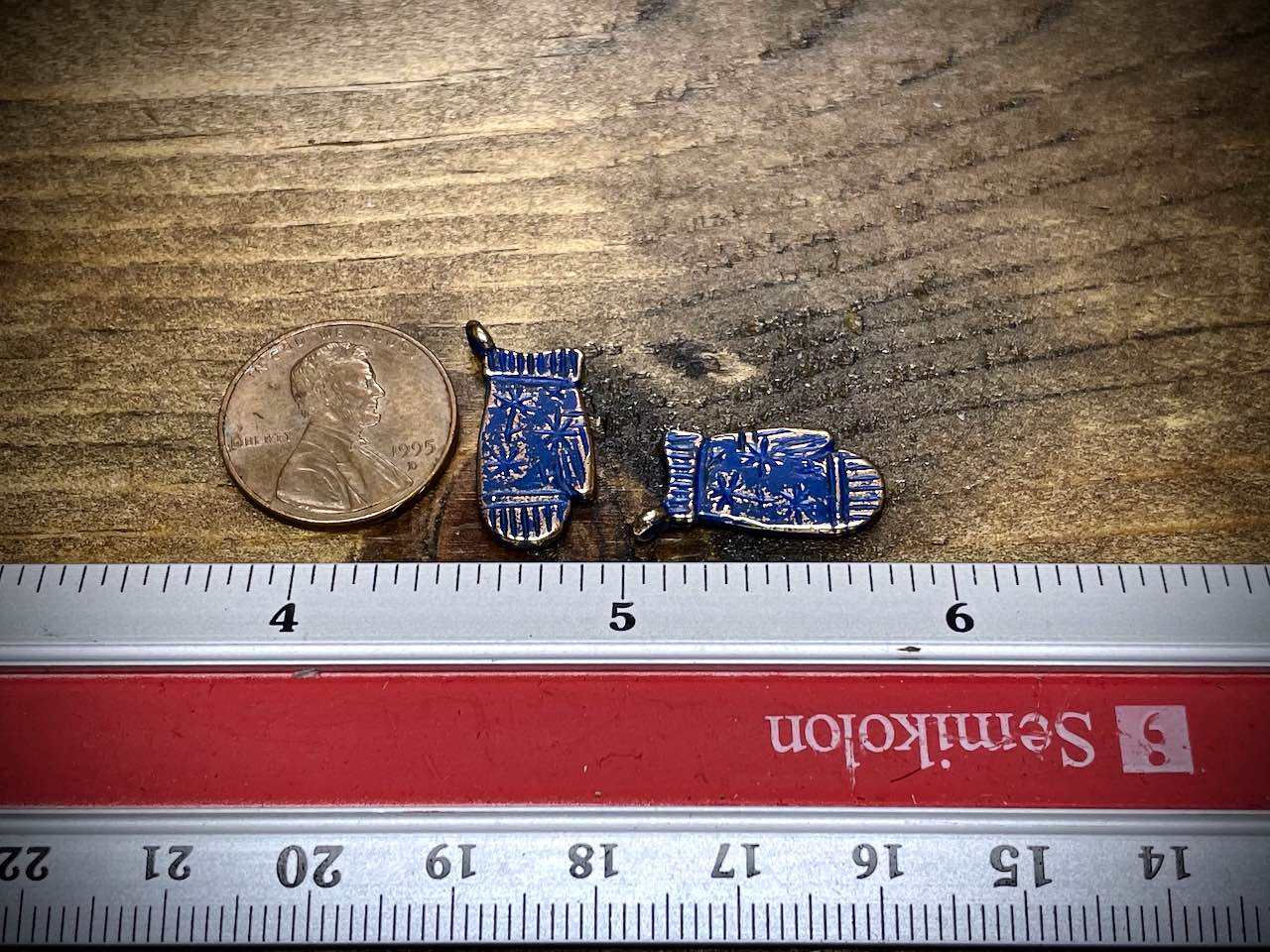 Blue Patina Bronze Snow Mitten Charm