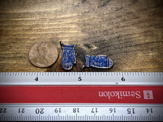 Blue Patina Bronze Snow Mitten Charm