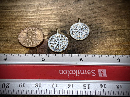 White Patina Bronze Fruit Slice Charm