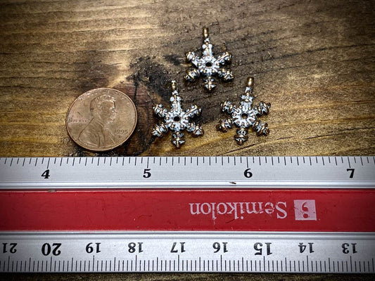 White Patina Bronze Snowflake Pendant/Charm