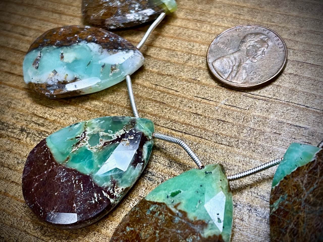 Chrysoprase Graduated Faceted Drops Bead Strand - 16mm x 25mm - 24mm x 33mm - 8"