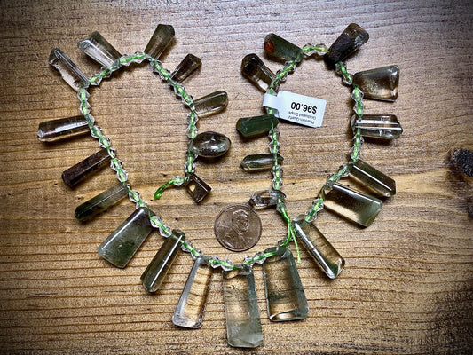 Phantom Quartz Graduated Drops Bead Strand - 10mm x 12mm - 16mm x 32mm - 16"